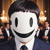 White Cosplay Mask with Black Smile Design