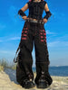 Gothic Punk Y2K Retro Striped Metal Chain D-Buckle Pants