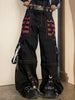 Gothic Punk Y2K Retro Striped Metal Chain D-Buckle Pants