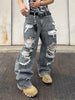 Unisex Distressed Grey Loose-Fit Jeans - Streetwear Style with Ripped Details,