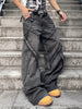 High-Waisted Distressed Denim Jeans, Street Style, Loose Fit, Solid Color, All-Season, 63% Cotton, 34% Polyester, 2% Viscose, 1% Modal, 370g/m² Fabric Weight, Woven, with Pockets