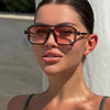 Retro Square Fashion Glasses with Pink Tinted Lenses - Metal Frame Fashion Eyewear