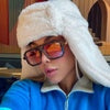 Retro Square Fashion Glasses with Pink Tinted Lenses - Metal Frame Fashion Eyewear