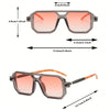 Retro Square Fashion Glasses with Pink Tinted Lenses - Metal Frame Fashion Eyewear
