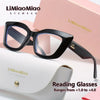 LIMIAOMIAO Vintage Women'S Cat Eye Reading Glasses - Clear & Transparent Fashion Readers, Strength +1.0 to +4.0, with Case & Cloth, Mixed Frame, AC Lenses, Metal Hinges