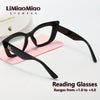 LIMIAOMIAO Vintage Women'S Cat Eye Reading Glasses - Clear & Transparent Fashion Readers, Strength +1.0 to +4.0, with Case & Cloth, Mixed Frame, AC Lenses, Metal Hinges