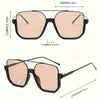 Retro Rectangular Fashion Glasses with Metal Hinges - Stylish Gradient Lenses, Oversized Frame, Black & Brown Gradient Design