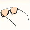 Retro Rectangular Fashion Glasses with Metal Hinges - Stylish Gradient Lenses, Oversized Frame, Black & Brown Gradient Design