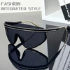 OUTU Oversized Square Glasses - Large Frame Fashion Glasses with Navy Blue lenses, Metallicrim