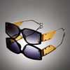 Tinted Lenses, Golden-Tone Metal Hinges & Transparent Temple Arms - Stylish Decorative Eyewear