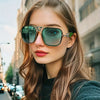 Vintage Green Oversized Frame Fashion Glasses with Unique Metal Accents, Retro Style PC Lens, Copper Alloy Frame