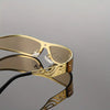 Shield-Style Cat-Eye Fashion Glasses with Vibrant Red Tinted Lenses & Golden Metal Frame