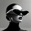 Futuristic Cyberpunk Large-Frame Fashion Glasses - Red Ribbed Design, Black Lenses
