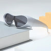 Futuristic Cyberpunk Large-Frame Fashion Glasses - Red Ribbed Design, Black Lenses