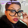 CABECADE Y2K Vintage-Inspired Oversized Round Reading Glasses +1.0 to +4.0 - Chic Black PC Frame Eyewear