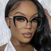 2D Flat, Women's Cat-Eye Half-Frame Glasses - Minimalist European & American Style Non-Prescription Flats with - Protection, Lightweight Durable Frame