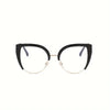 2D Flat, Women's Cat-Eye Half-Frame Glasses - Minimalist European & American Style Non-Prescription Flats with - Protection, Lightweight Durable Frame