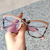 2D Flat, Women's Cat-Eye Half-Frame Glasses - Minimalist European & American Style Non-Prescription Flats with - Protection, Lightweight Durable Frame (Copy)