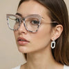 2D Flat, Women's Cat-Eye Half-Frame Glasses - Minimalist European & American Style Non-Prescription Flats with - Protection, Lightweight Durable Frame (Copy)