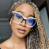 Cascata Women's Cat-Eye Rhinestone Glasses - Minimalist Full-Rim Frame, Anti-Blue Light & Lightweight Plano Lenses