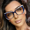 t Eye Glasses TR90 Frame Clear Lens Computer Glasses Color Block Fashion Spectacles