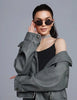 Black & Gray Metal Frame Fashion Glasses with Polycarbonate Decorative Lenses