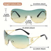 Retro Frameless Fashion Glasses - Cut-Out Design with Golden-Tone Metal Accents, Decorative Lens