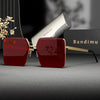 Bandimu Stylish Metal Square Fashion Glasses - Copper Alloy Frame, PC Lenses, Retro Casual Eyewear