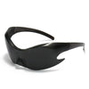Futuristic Cyberpunk Rimless Fashion Glasses - Anime-Inspired Unisex Eyewear with Sleek Black Frame & PC Lenses