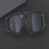 Trendy Alien-Style Mirrored Glasses with Spiked Frame - Oversized, Decorative Eyewear