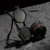 Vintage-Inspired Round Frame Glasses with Self-Admitting Lenses, Steam-Wiped Design, Metal Hinges & PC Lenses - Includes Case & Cloth