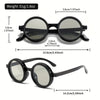 Vintage-Inspired Round Frame Glasses with Self-Admitting Lenses, Steam-Wiped Design, Metal Hinges & PC Lenses - Includes Case & Cloth