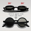Vintage-Inspired Round Frame Glasses with Self-Admitting Lenses, Steam-Wiped Design, Metal Hinges & PC Lenses - Includes Case & Cloth